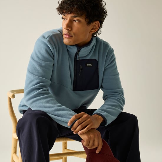 Regatta Mens Frankie Half Zip Fleece Top (Dusky Blue/Navy) - Image 4