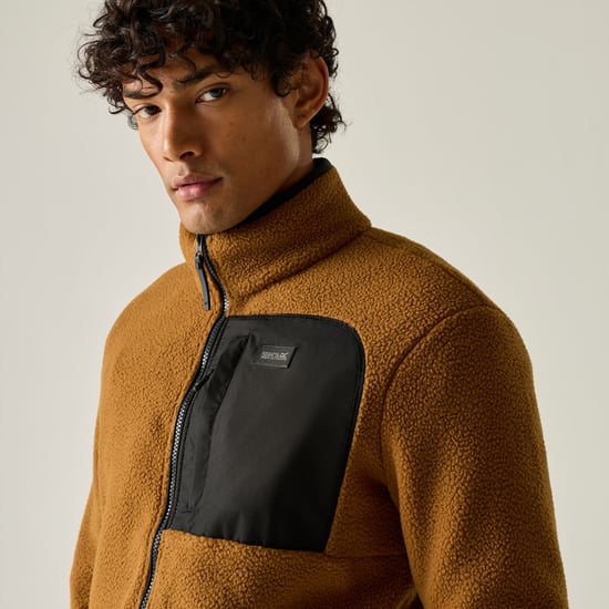 Regatta Mens Frankie Borg Fleece Jacket (Rich Tan/Black) - Image 6