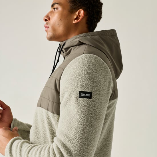 Regatta Mens Frankie Two Tone Borg Fleece Hybrid Jacket (Abbeystone/Smokey Olive) - Image 3