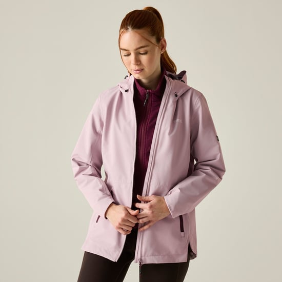 Regatta Womens/Ladies Hamara IV Waterproof Jacket (Powder Lilac/Fig) - Image 2