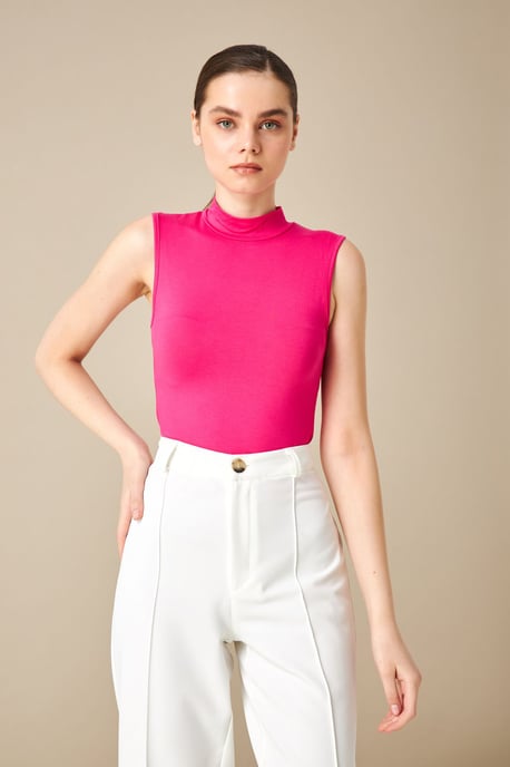 Bipantolon Damesblouse zonder mouwen met halve col - Image 1