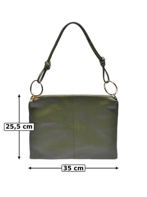 Luisa Vannini Khaki Rundleer Tas - Image 5