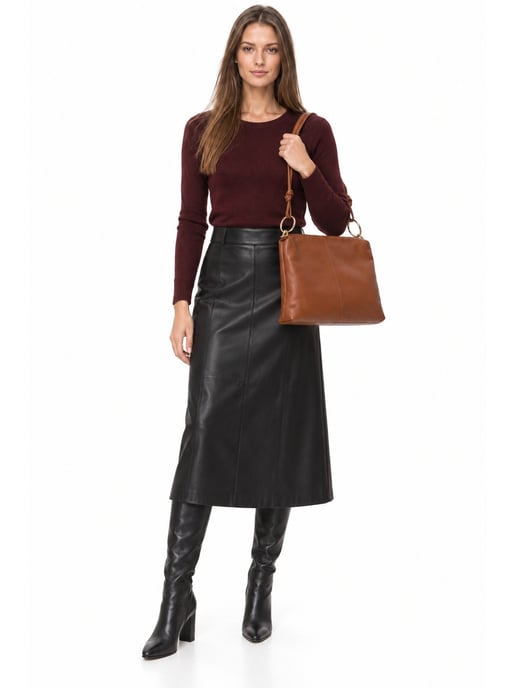 Luisa Vannini Brown Rundleer Tas - Image 6