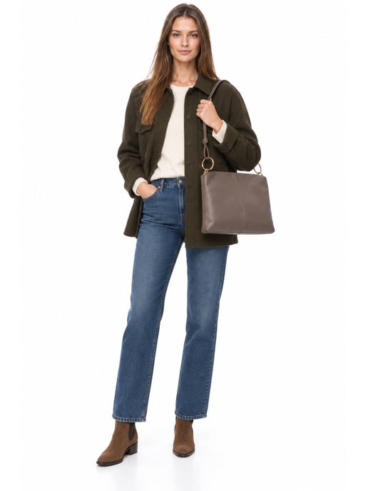 Luisa Vannini Beige Rundleer Tas - Image 6