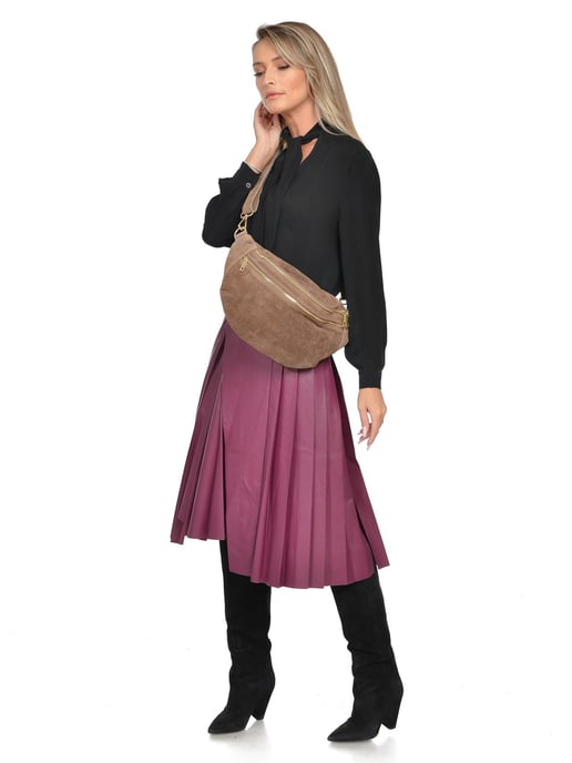 Luisa Vannini Beige Rundleer Tas - Image 5