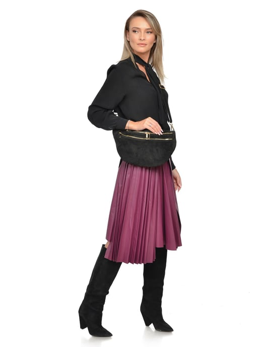 Luisa Vannini Zwart Rundleer Tas - Image 5