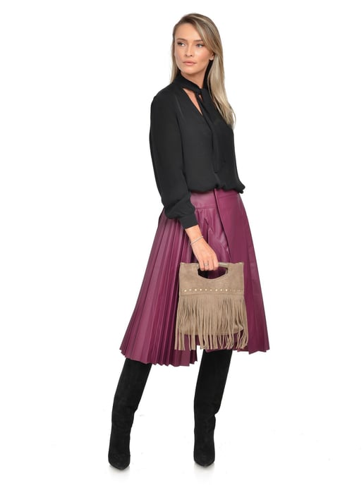 Luisa Vannini Beige Rundleer Tas - Image 5