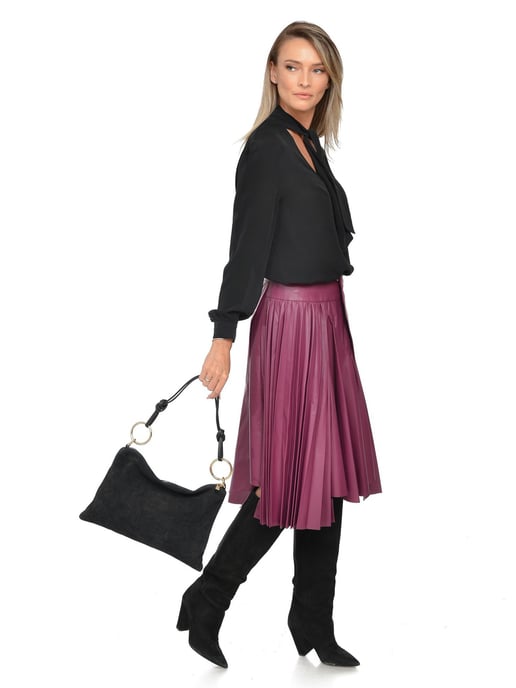 Luisa Vannini Zwart Rundleer Tas - Image 5