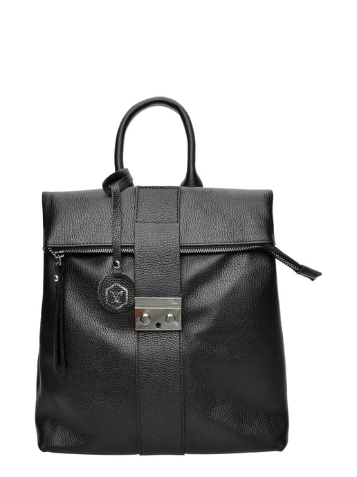 Luisa Vannini Zwart Rundleer Tas - Image 1