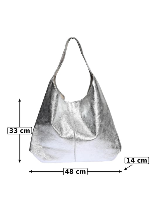 Luisa Vannini Zilver Rundleer Tas - Image 6