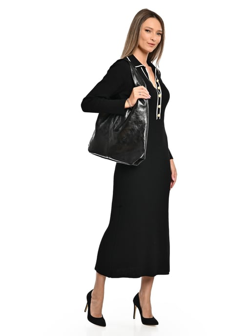 Luisa Vannini Zwart Rundleer Tas - Image 5