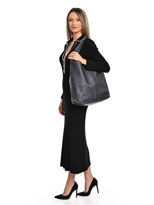 Luisa Vannini Blauw Rundleer Tas - Image 5