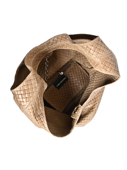 Luisa Vannini Beige Rundleer Tas - Image 4