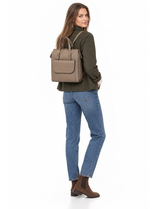 Luisa Vannini Beige Rundleer Tas - Image 6