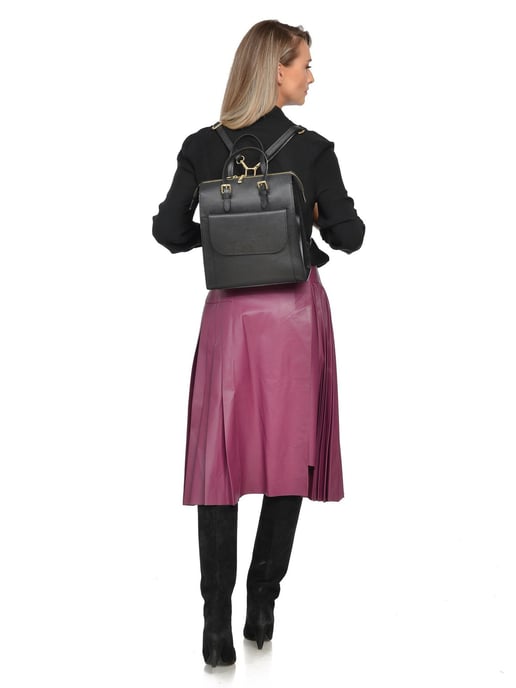 Luisa Vannini Zwart Rundleer Tas - Image 5