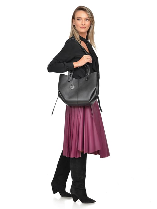 Luisa Vannini Zwart Rundleer Tas - Image 5