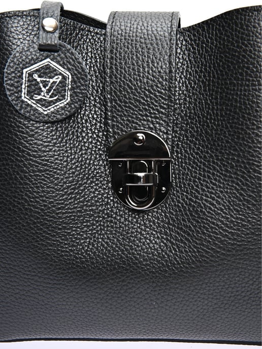 Luisa Vannini Zwart Rundleer Tas - Image 3