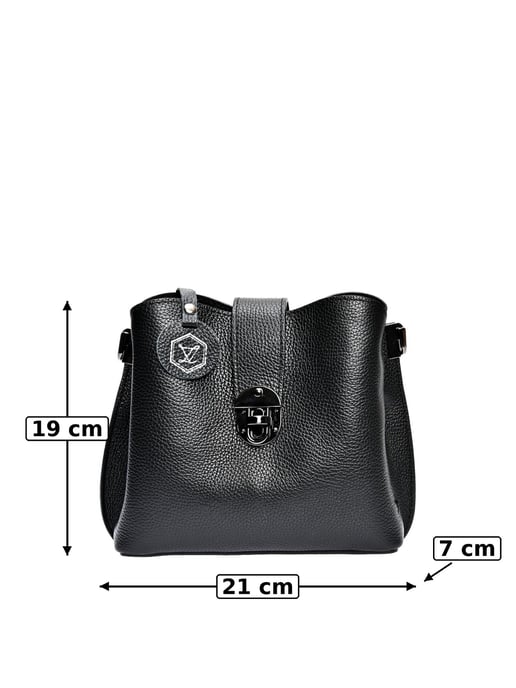 Luisa Vannini Zwart Rundleer Tas - Image 6