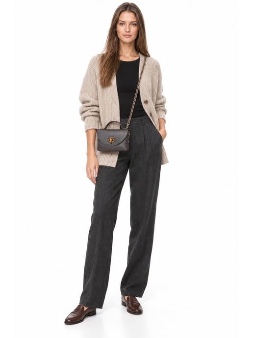 Anna Luchini Chestnut Brown Cowhide Leather Bag - Image 6