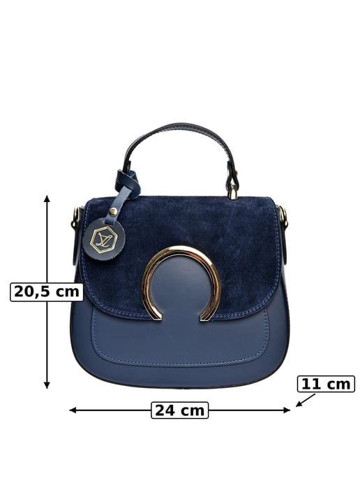 Luisa Vannini Blauw Rundleer Tas - Image 6