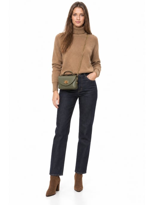 Anna Luchini Green Cowhide Leather Bag - Image 4