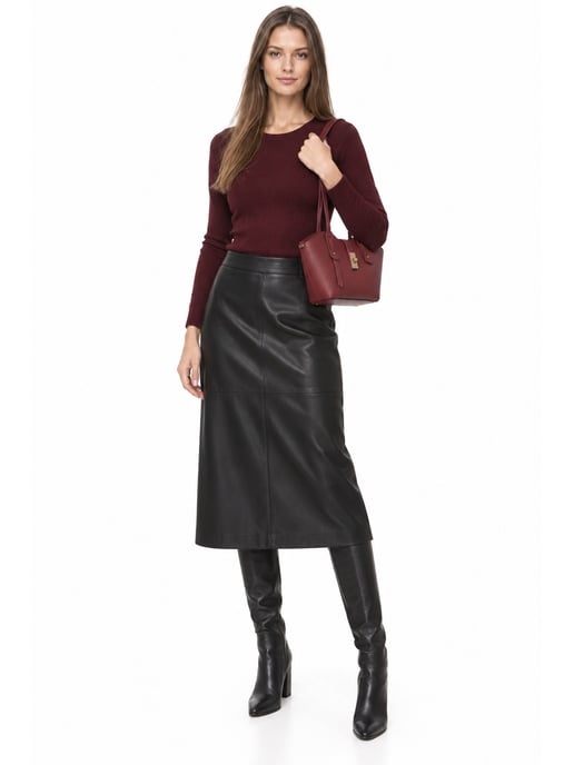 Anna Luchini Red & Wine-Coloured Cowhide Leather Bag - Image 3