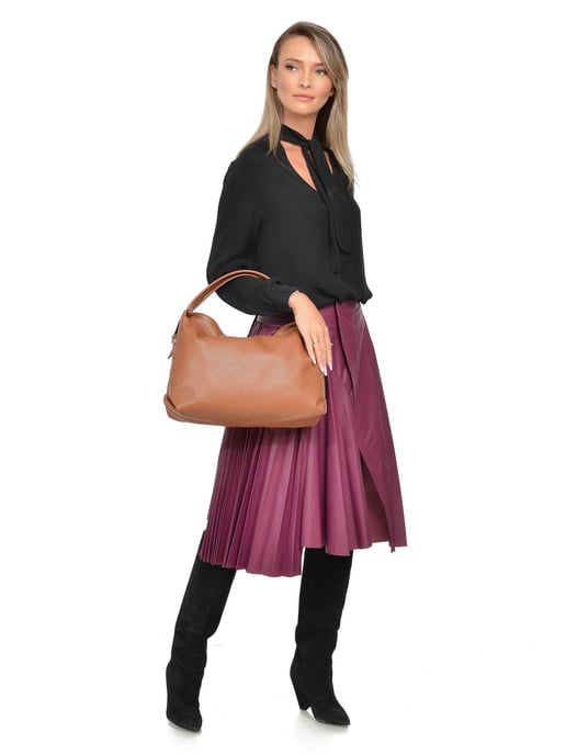 Luisa Vannini Brown Rundleer Tas - Image 5