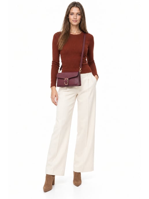 Anna Luchini Wine-Coloured Cowhide Leather Bag - Image 6
