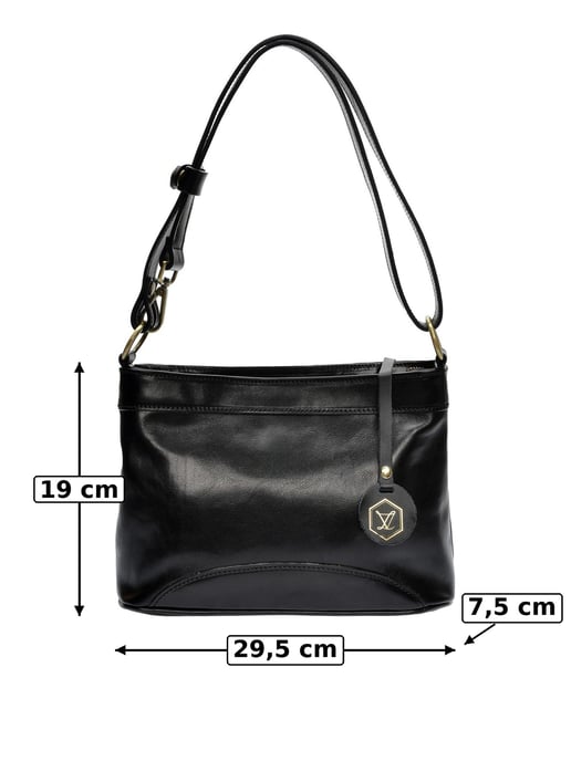 Luisa Vannini Zwart Rundleer Tas - Image 6