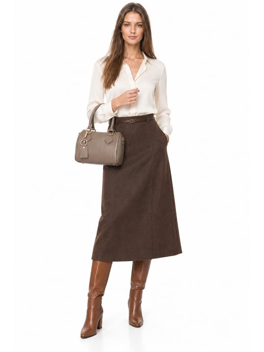 Luisa Vannini Beige Rundleer Tas - Image 6