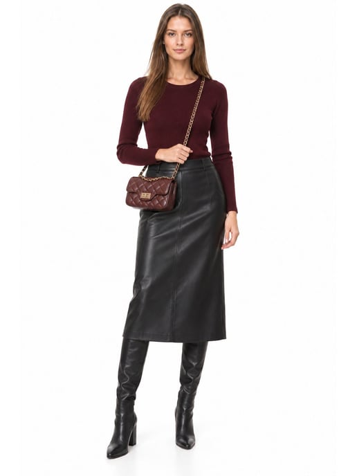 Luisa Vannini Bordeauxrood Rundleer Tas - Image 6