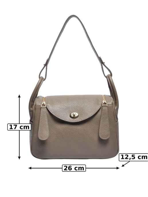 Luisa Vannini Beige Rundleer Tas - Image 5