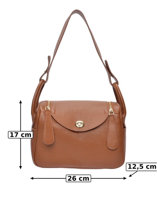 Luisa Vannini Brown Rundleer Tas - Image 6