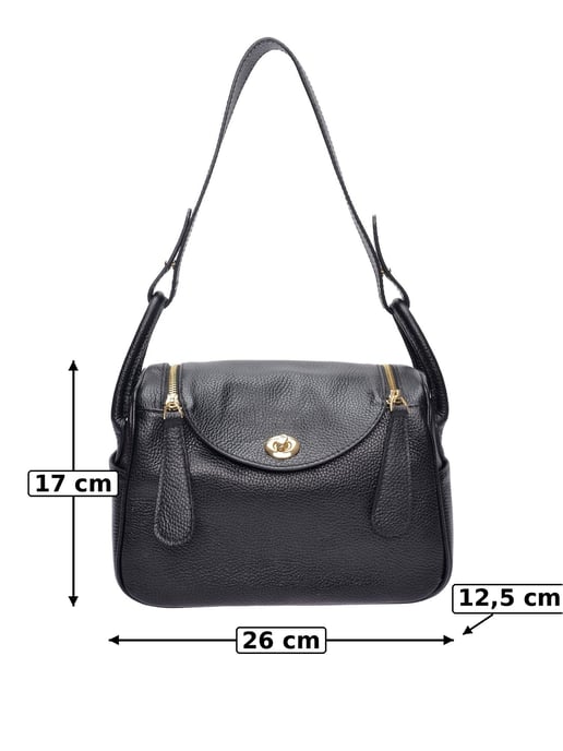 Luisa Vannini Zwart Rundleer Tas - Image 6