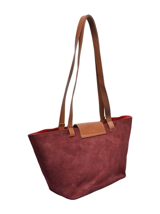 Roberta M Burgundy Suede Cowhide Leather Bag - Image 2
