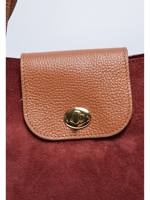 Roberta M Burgundy Suede Cowhide Leather Bag - Image 3