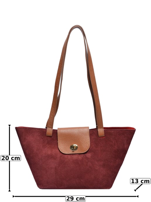 Roberta M Burgundy Suede Cowhide Leather Bag - Image 5