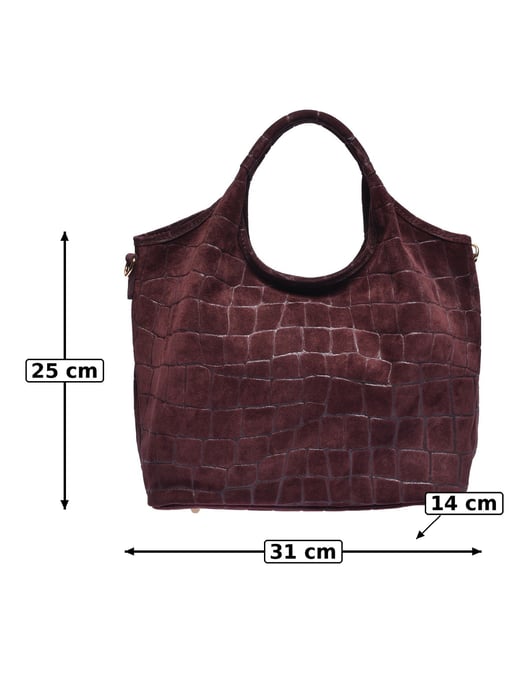 Anna Luchini Burgundy Cowhide Leather Bag - Image 5