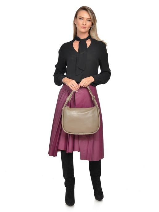 Luisa Vannini Beige Rundleer Tas - Image 5
