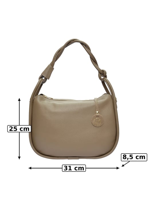 Luisa Vannini Beige Rundleer Tas - Image 6