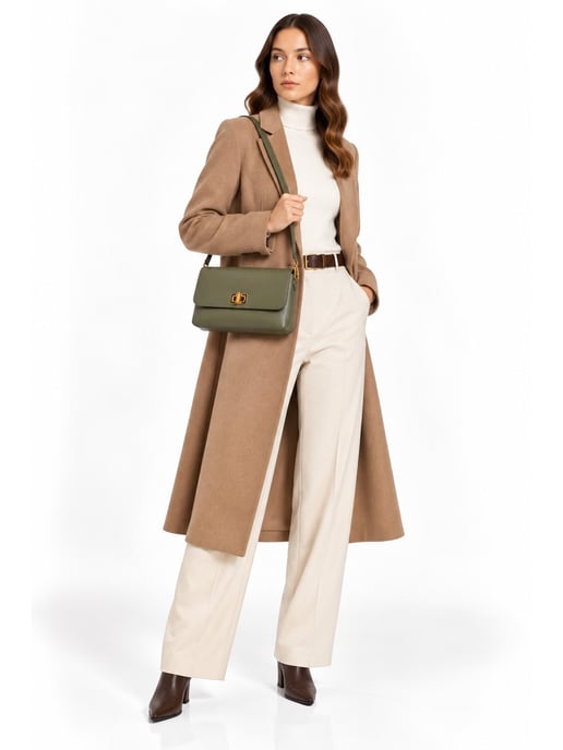Roberta M Khaki Cowhide Leather Bag - Image 6