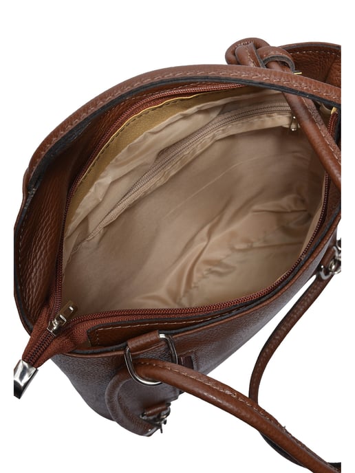 Anna Luchini Chestnut Brown Cowhide Leather Bag - Image 4