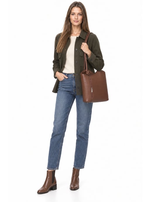Anna Luchini Chestnut Brown Cowhide Leather Bag - Image 6