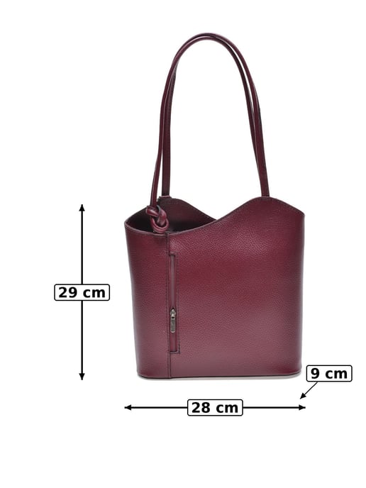 Anna Luchini Wine-coloured Cowhide Leather Bag - Image 6