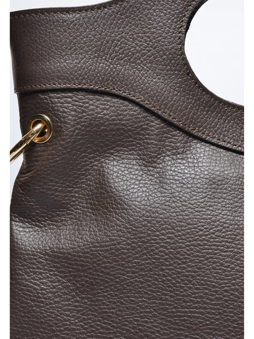Anna Luchini Chestnut Brown Cowhide Leather Bag - Image 3