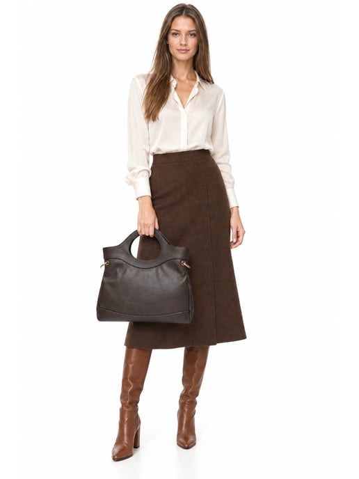 Anna Luchini Chestnut Brown Cowhide Leather Bag - Image 6