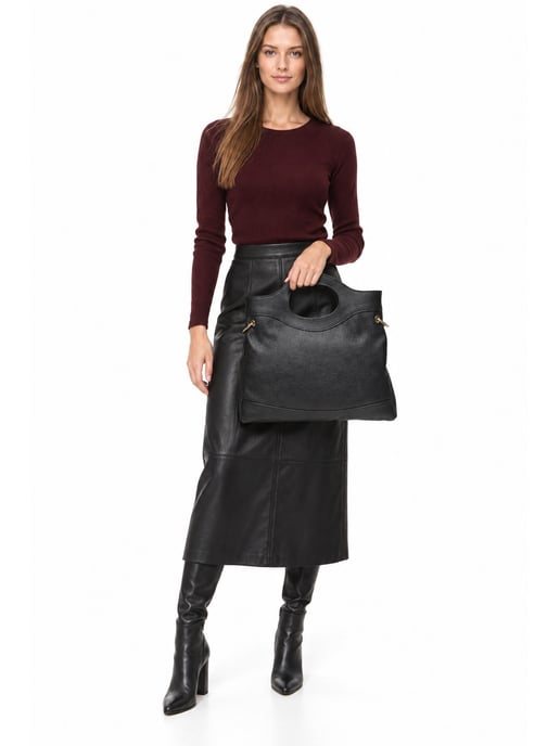 Anna Luchini Black Cowhide Leather Bag - Image 6