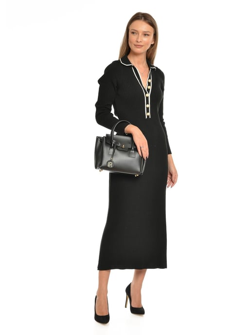 Isabella Rhea Black Cowhide Leather Bag - Image 5