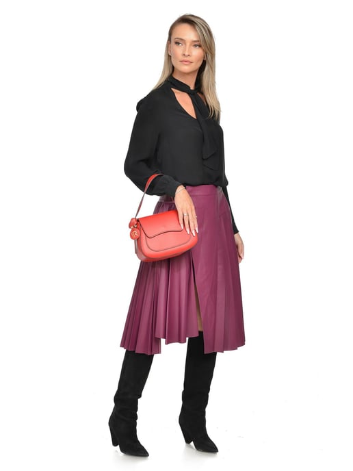 Isabella Rhea Red Calfskin Leather Bag - Image 5