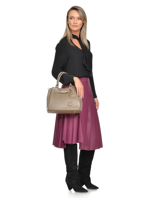Isabella Rhea Beige Rundleer Tas - Image 5
